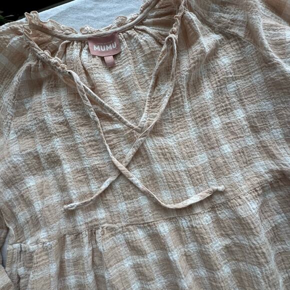 Show Me Your Mumu WOMEN'S VIOLA BEIGE‎ PLAID PRINT MINI DRESS XS - Picture 8 of 9